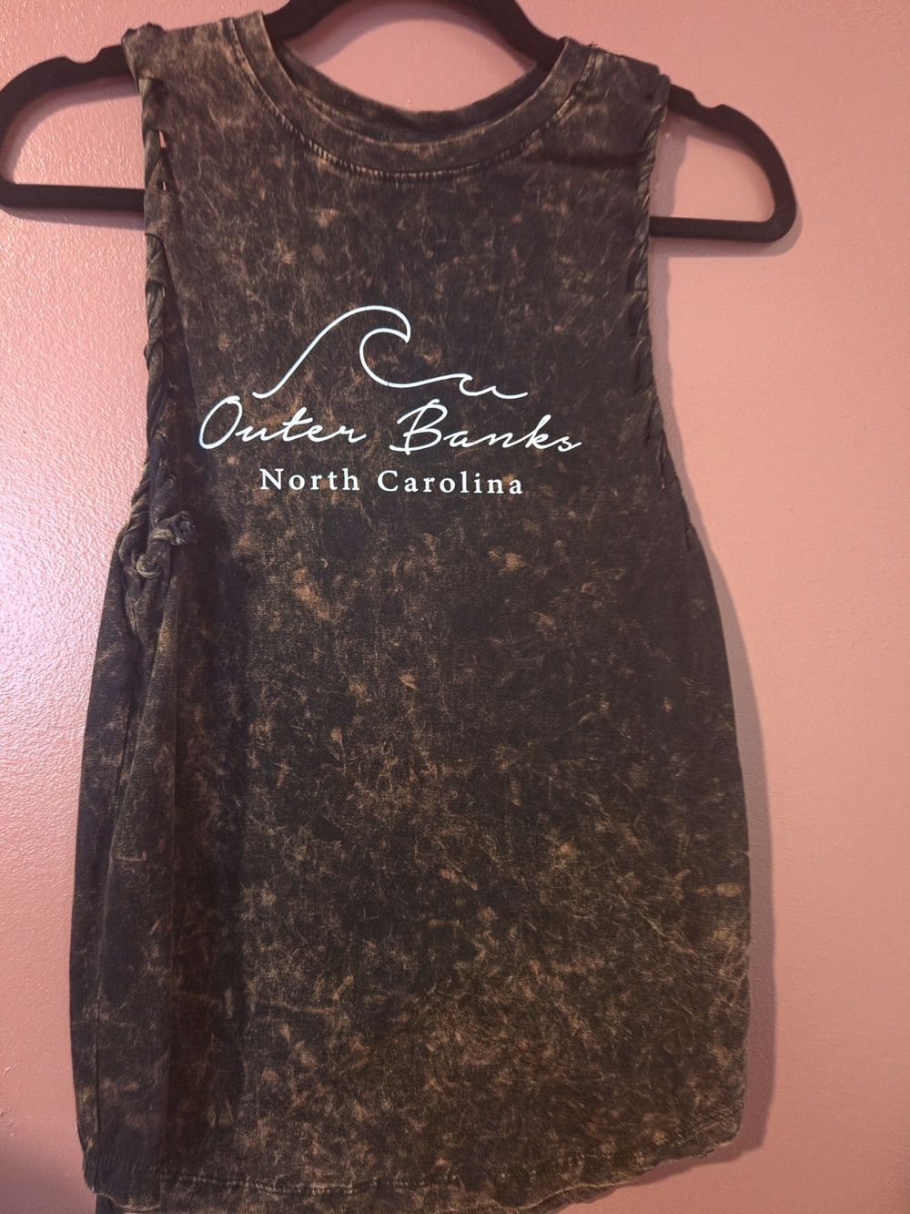 Outer Banks North Carolina Sleeveless Mineral-Wash Tank - Brown/Black